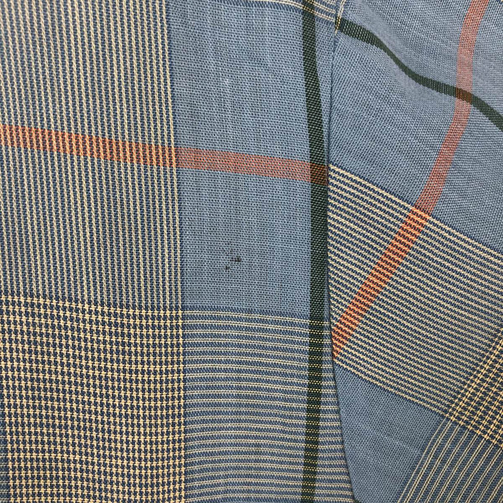 Mooresville Short-Sleeve Button-Down Check Shirt, Made in USA, Men's Size L (approx.) unclear blue type Vintage Second Hand