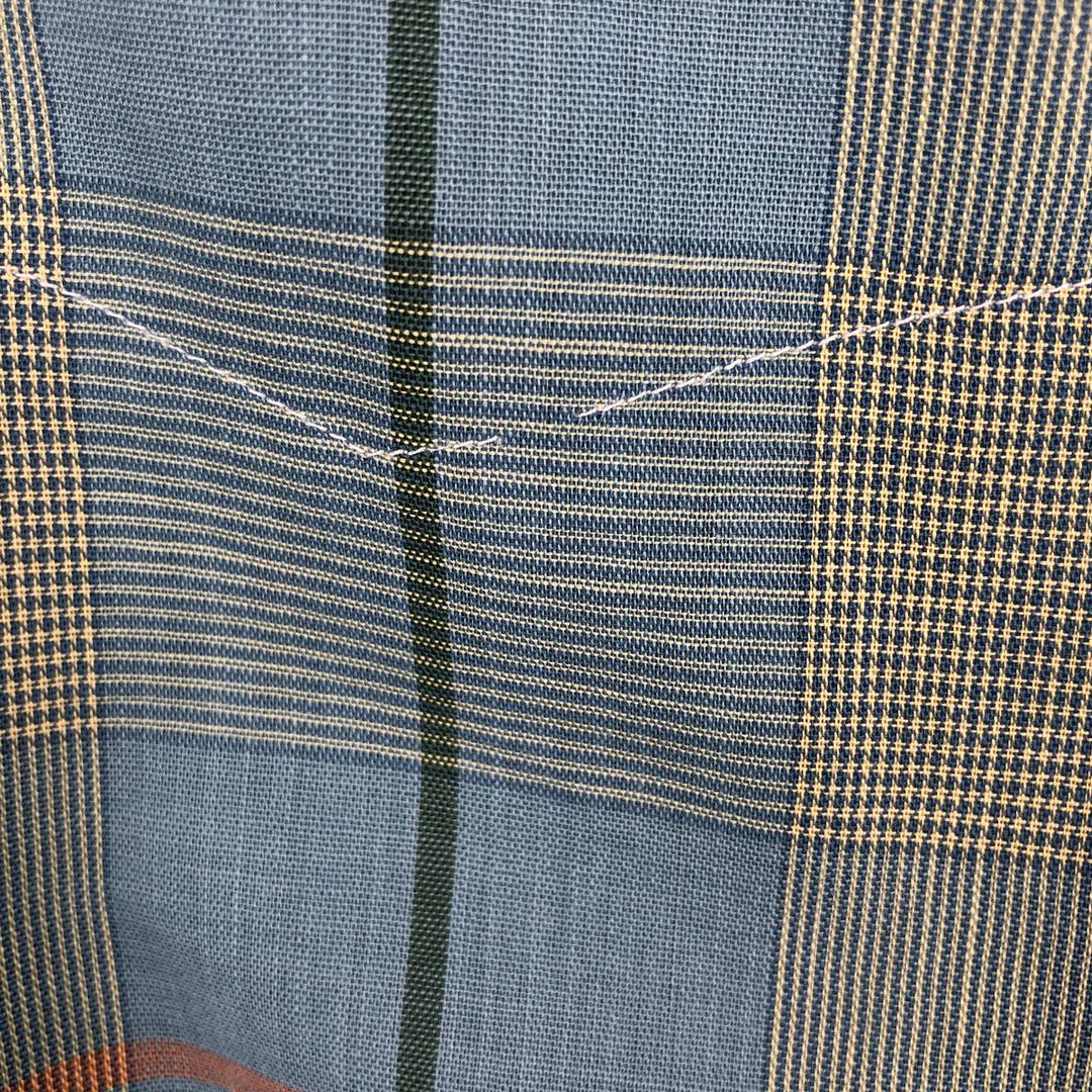 Mooresville Short-Sleeve Button-Down Check Shirt, Made in USA, Men's Size L (approx.) unclear blue type Vintage Second Hand