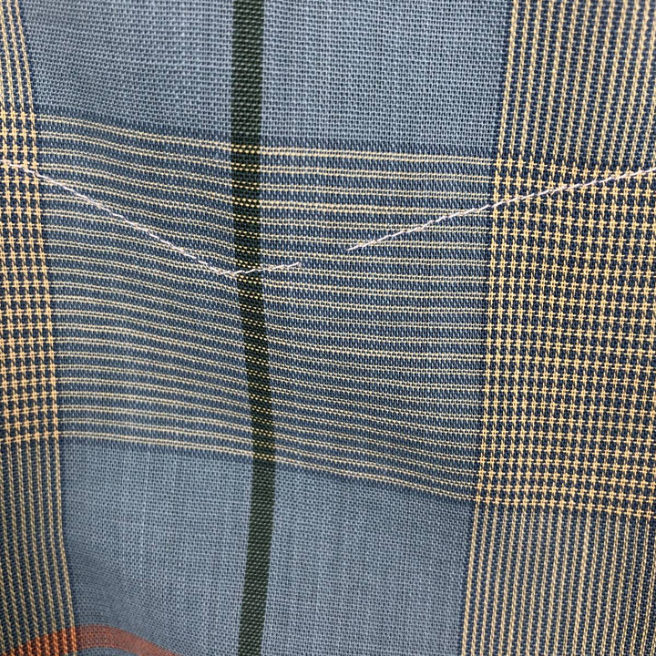 Mooresville Short-Sleeve Button-Down Check Shirt, Made in USA, Men's Size L (approx.) unclear blue type Vintage Second Hand
