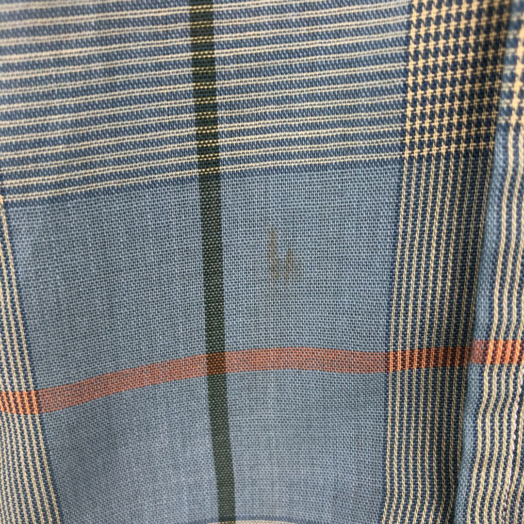 Mooresville Short-Sleeve Button-Down Check Shirt, Made in USA, Men's Size L (approx.) unclear blue type Vintage Second Hand