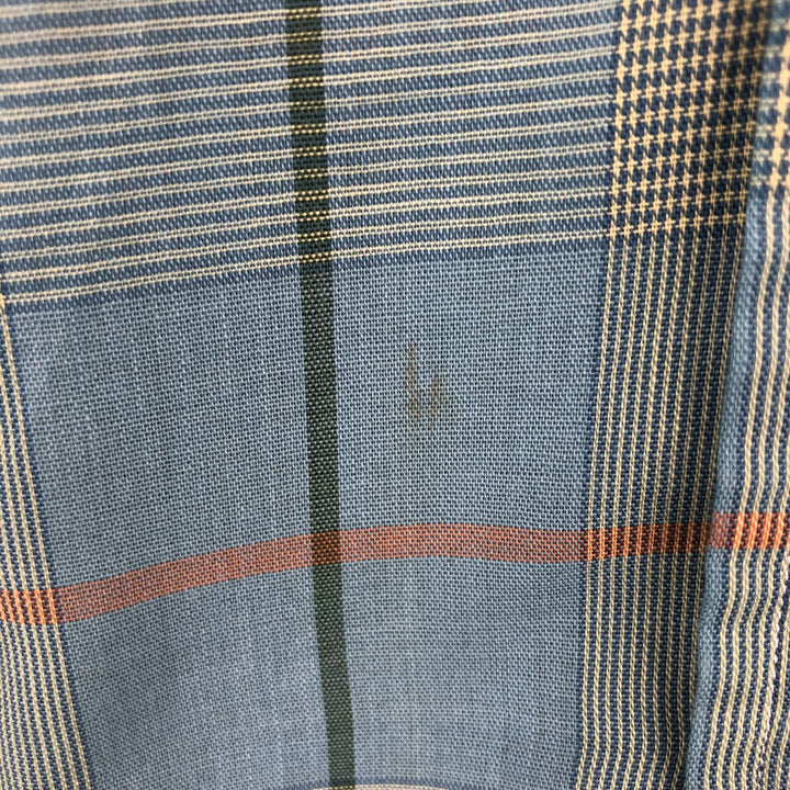 Mooresville Short-Sleeve Button-Down Check Shirt, Made in USA, Men's Size L (approx.) unclear blue type Vintage Second Hand