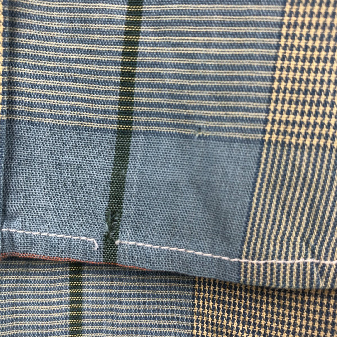 Mooresville Short-Sleeve Button-Down Check Shirt, Made in USA, Men's Size L (approx.) unclear blue type Vintage Second Hand