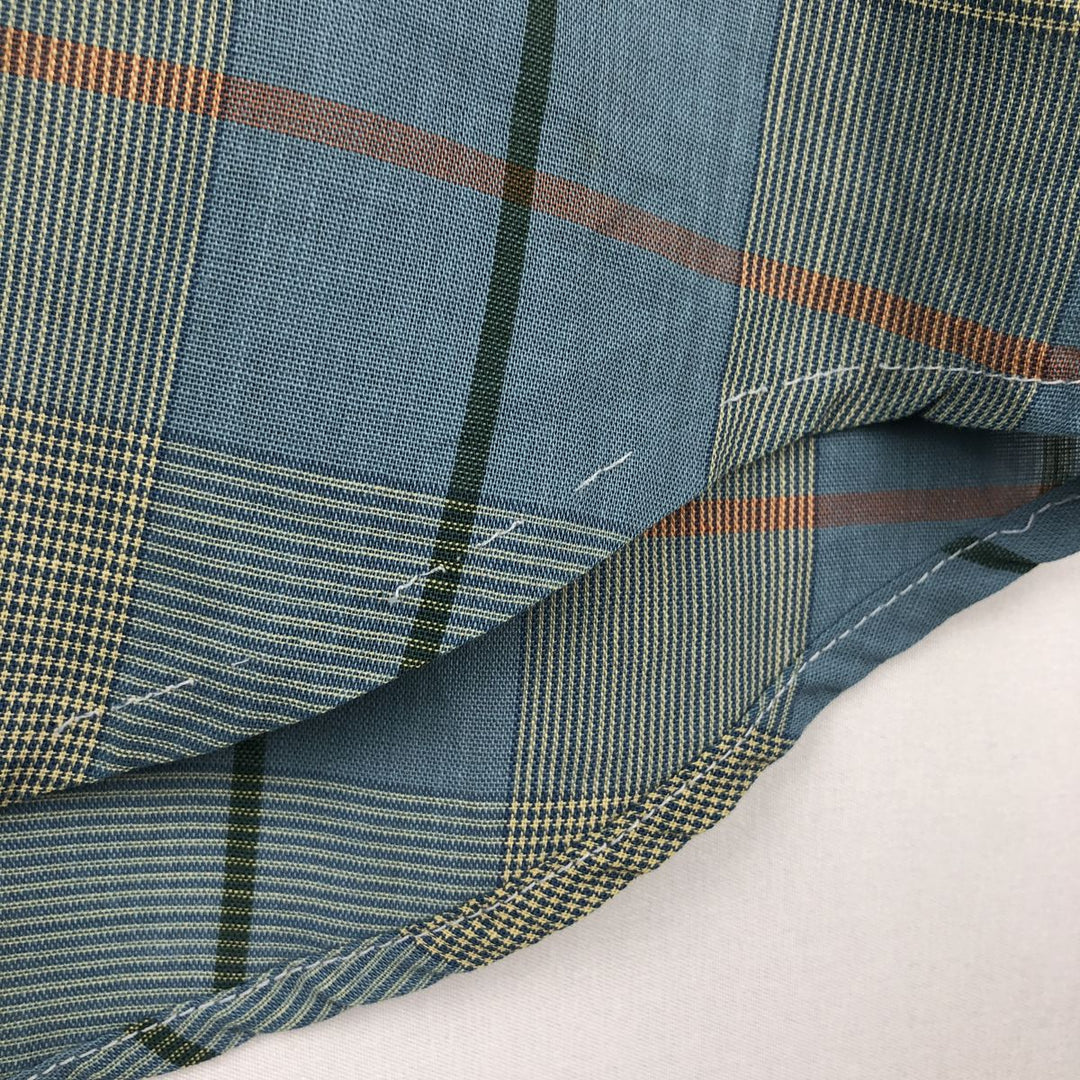 Mooresville Short-Sleeve Button-Down Check Shirt, Made in USA, Men's Size L (approx.) unclear blue type Vintage Second Hand