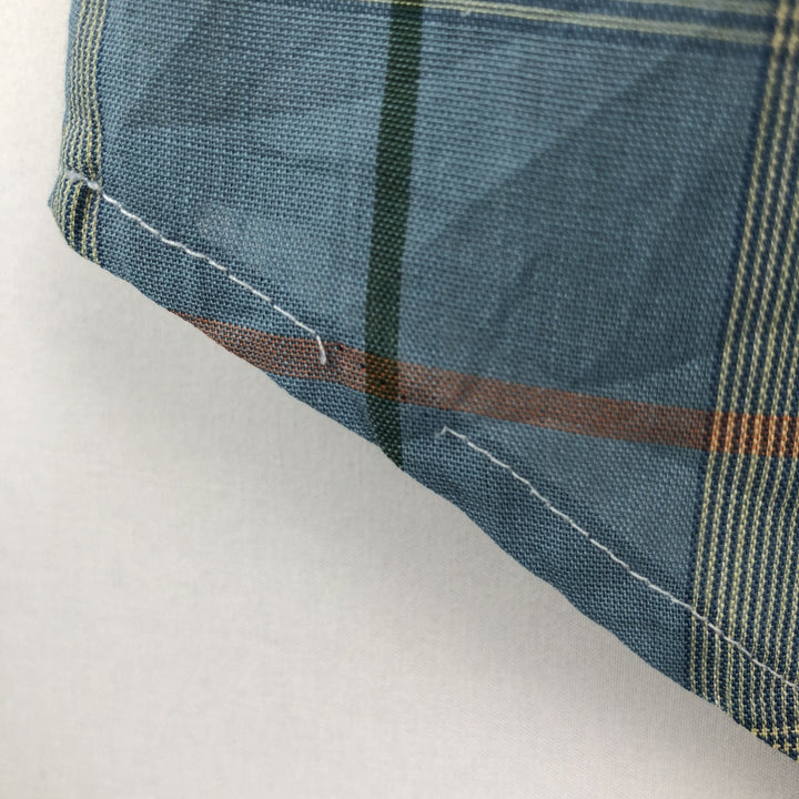 Mooresville Short-Sleeve Button-Down Check Shirt, Made in USA, Men's Size L (approx.) unclear blue type Vintage Second Hand