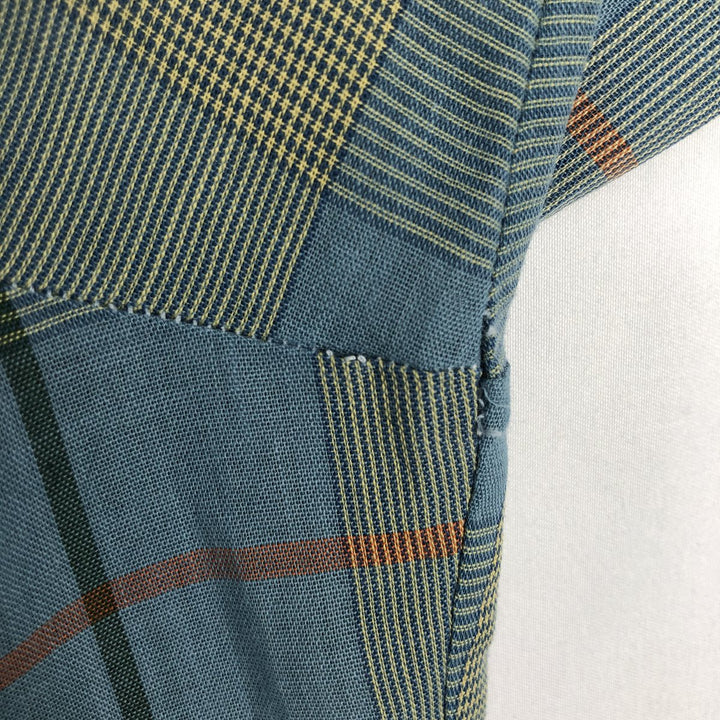 Mooresville Short-Sleeve Button-Down Check Shirt, Made in USA, Men's Size L (approx.) unclear blue type Vintage Second Hand