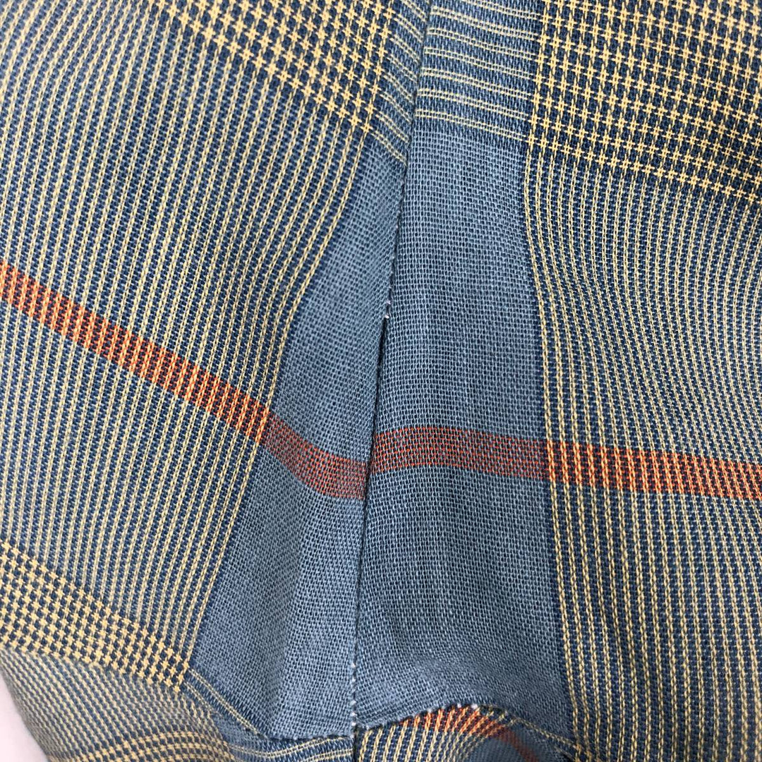 Mooresville Short-Sleeve Button-Down Check Shirt, Made in USA, Men's Size L (approx.) unclear blue type Vintage Second Hand