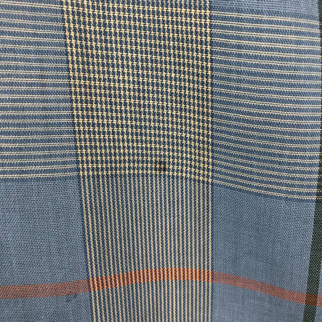 Mooresville Short-Sleeve Button-Down Check Shirt, Made in USA, Men's Size L (approx.) unclear blue type Vintage Second Hand
