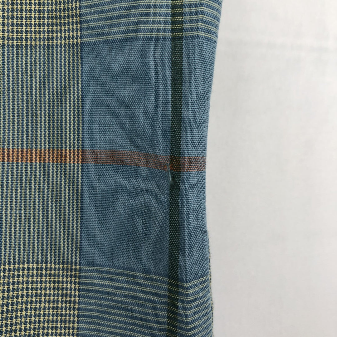 Mooresville Short-Sleeve Button-Down Check Shirt, Made in USA, Men's Size L (approx.) unclear blue type Vintage Second Hand
