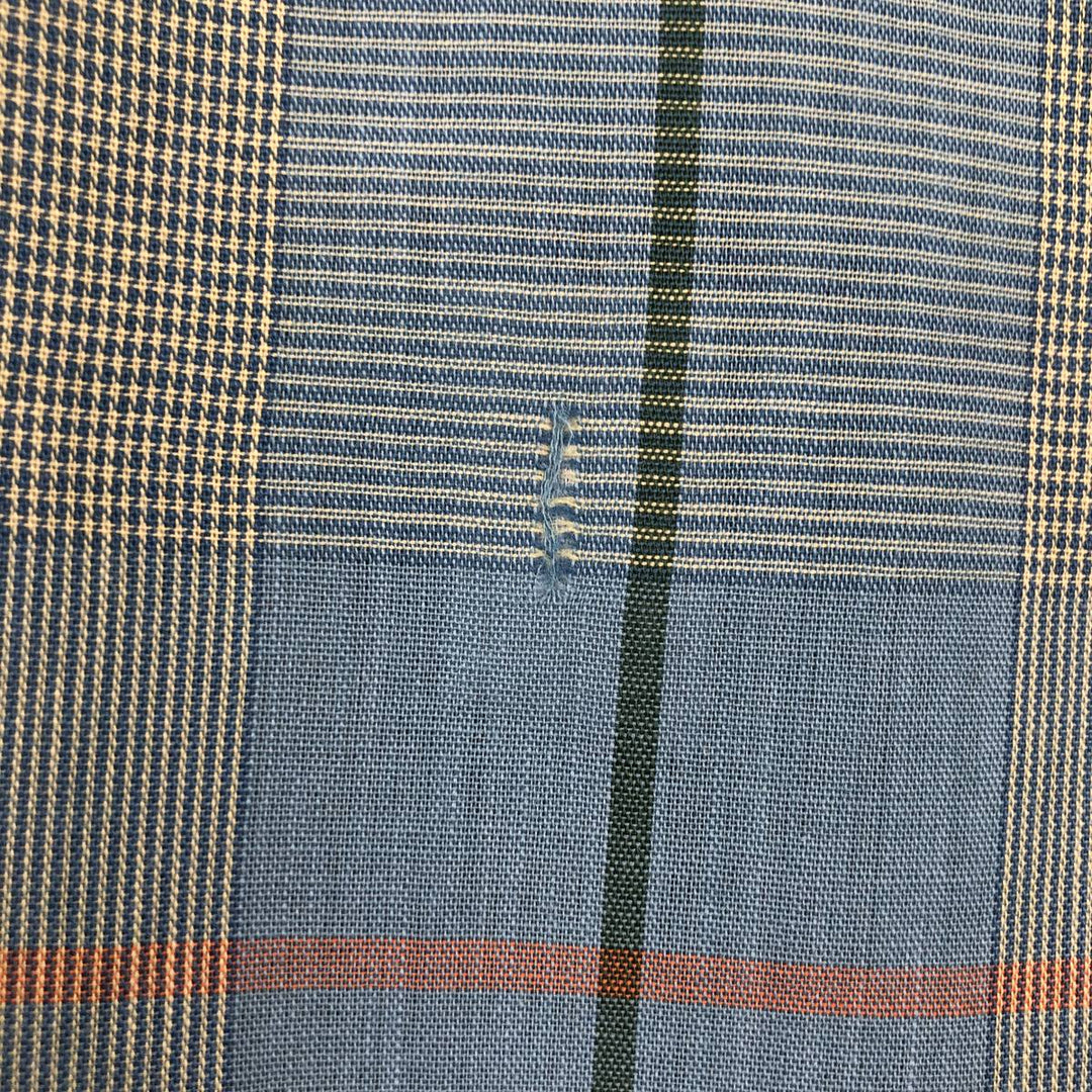 Mooresville Short-Sleeve Button-Down Check Shirt, Made in USA, Men's Size L (approx.) unclear blue type Vintage Second Hand