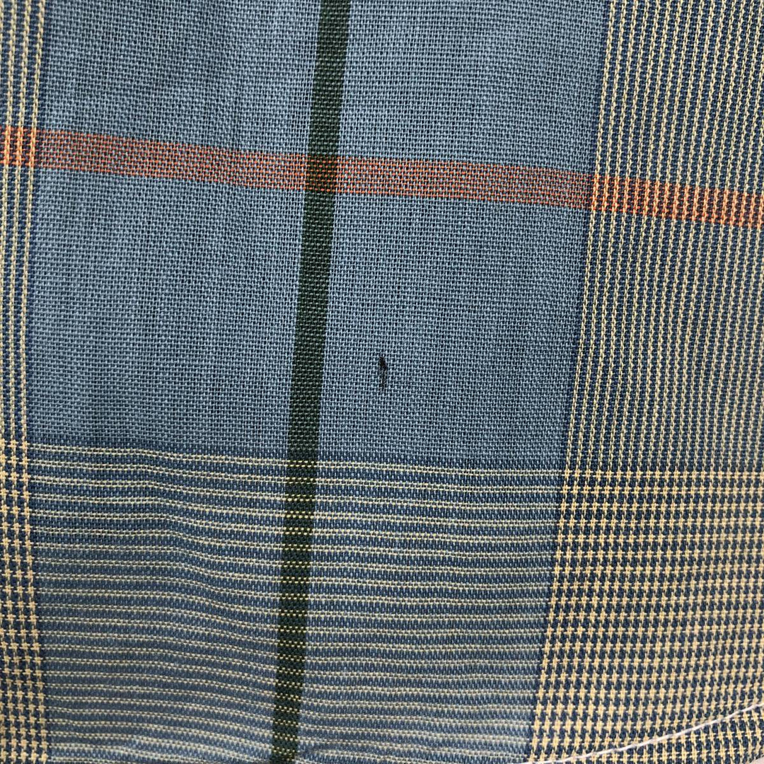 Mooresville Short-Sleeve Button-Down Check Shirt, Made in USA, Men's Size L (approx.) unclear blue type Vintage Second Hand