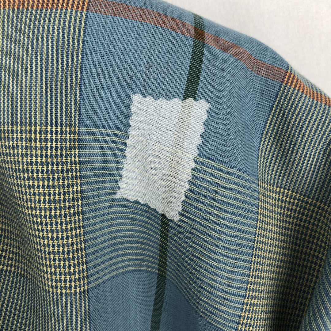 Mooresville Short-Sleeve Button-Down Check Shirt, Made in USA, Men's Size L (approx.) unclear blue type Vintage Second Hand