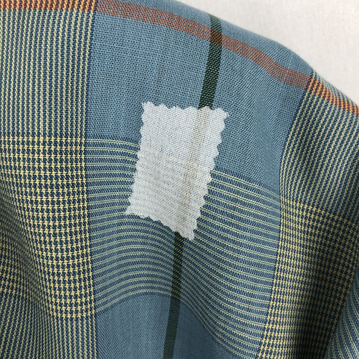 Mooresville Short-Sleeve Button-Down Check Shirt, Made in USA, Men's Size L (approx.) unclear blue type Vintage Second Hand
