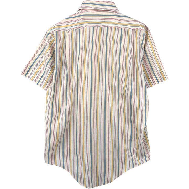 1970'S Kmart Multi-Stripe Short-Sleeve Poly-Cotton Shirt, Men's Size M (Equivalent), Vintage polyester white type Vintage Second Hand