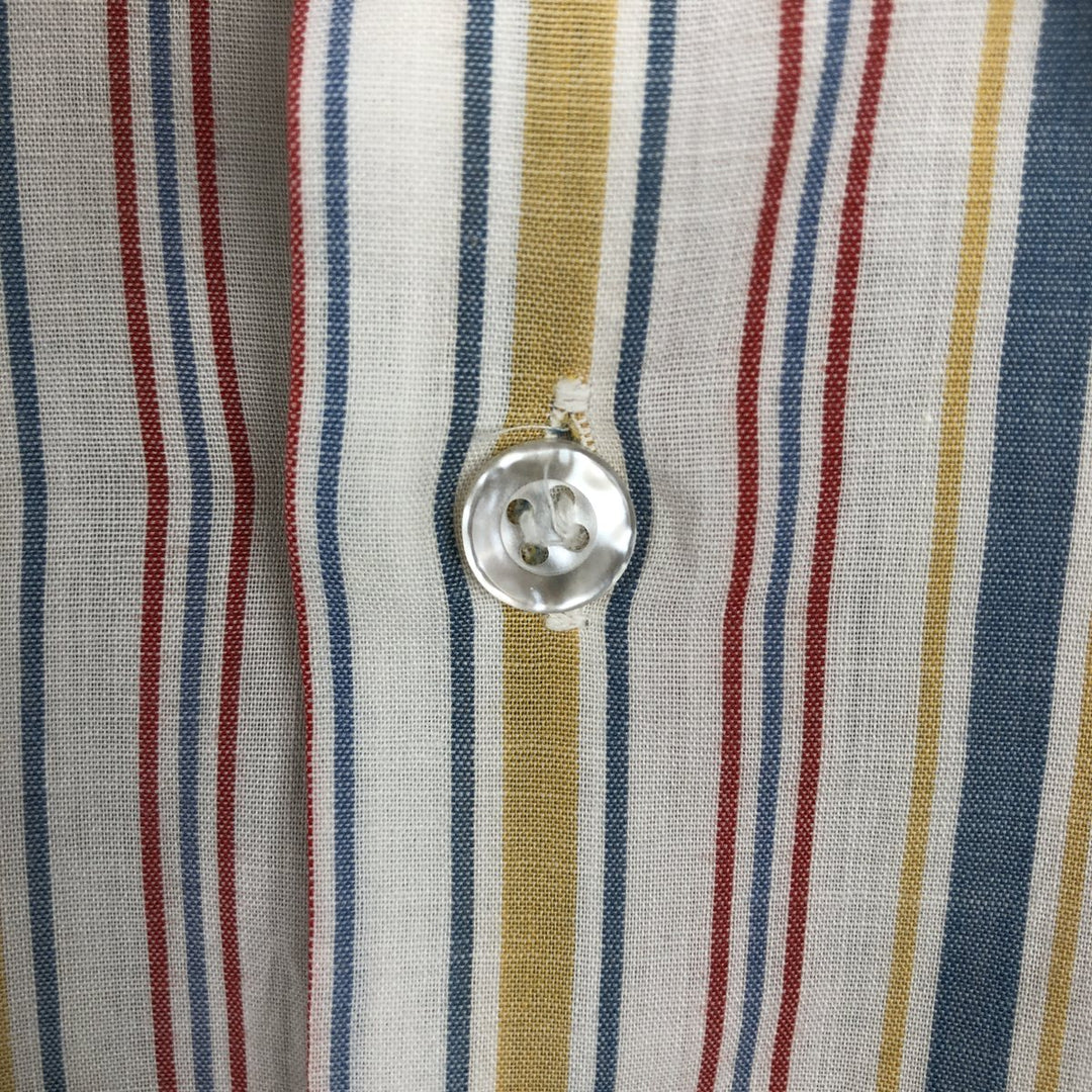 1970'S Kmart Multi-Stripe Short-Sleeve Poly-Cotton Shirt, Men's Size M (Equivalent), Vintage polyester white type Vintage Second Hand