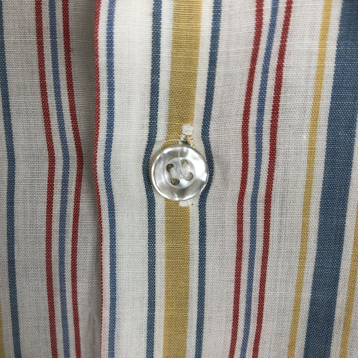 1970'S Kmart Multi-Stripe Short-Sleeve Poly-Cotton Shirt, Men's Size M (Equivalent), Vintage polyester white type Vintage Second Hand