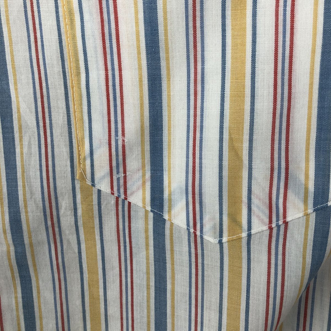 1970'S Kmart Multi-Stripe Short-Sleeve Poly-Cotton Shirt, Men's Size M (Equivalent), Vintage polyester white type Vintage Second Hand