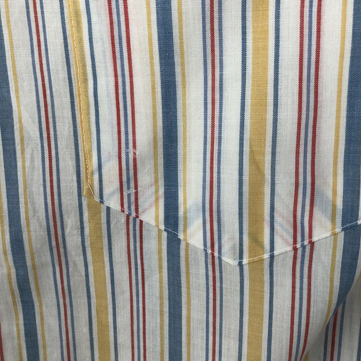 1970'S Kmart Multi-Stripe Short-Sleeve Poly-Cotton Shirt, Men's Size M (Equivalent), Vintage polyester white type Vintage Second Hand