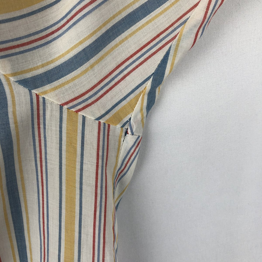 1970'S Kmart Multi-Stripe Short-Sleeve Poly-Cotton Shirt, Men's Size M (Equivalent), Vintage polyester white type Vintage Second Hand