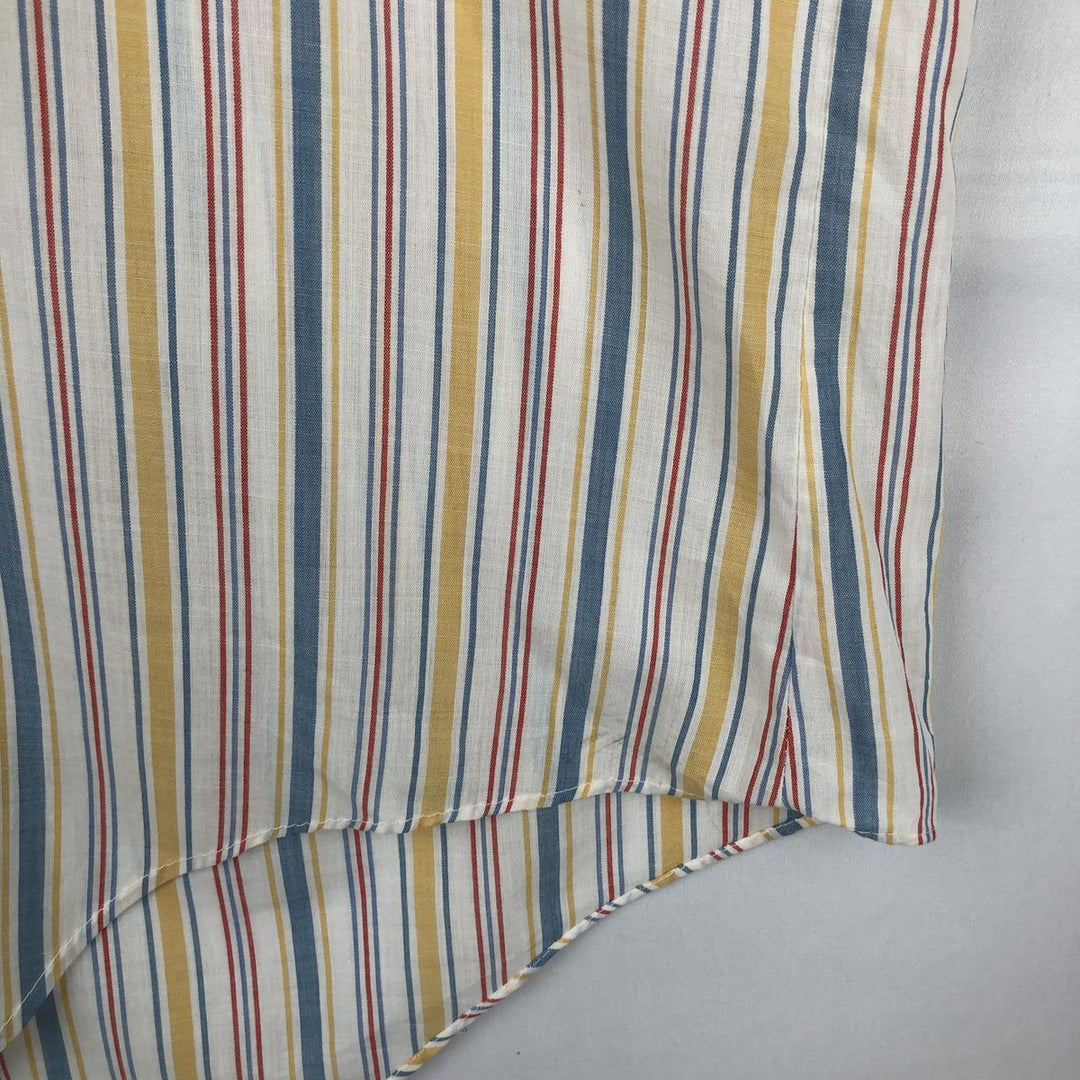 1970'S Kmart Multi-Stripe Short-Sleeve Poly-Cotton Shirt, Men's Size M (Equivalent), Vintage polyester white type Vintage Second Hand