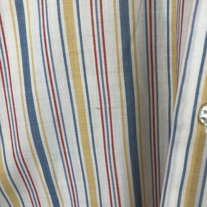 1970'S Kmart Multi-Stripe Short-Sleeve Poly-Cotton Shirt, Men's Size M (Equivalent), Vintage polyester white type Vintage Second Hand