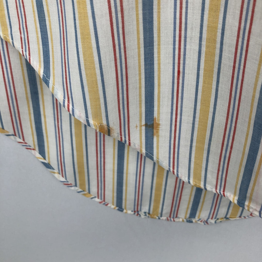 1970'S Kmart Multi-Stripe Short-Sleeve Poly-Cotton Shirt, Men's Size M (Equivalent), Vintage polyester white type Vintage Second Hand