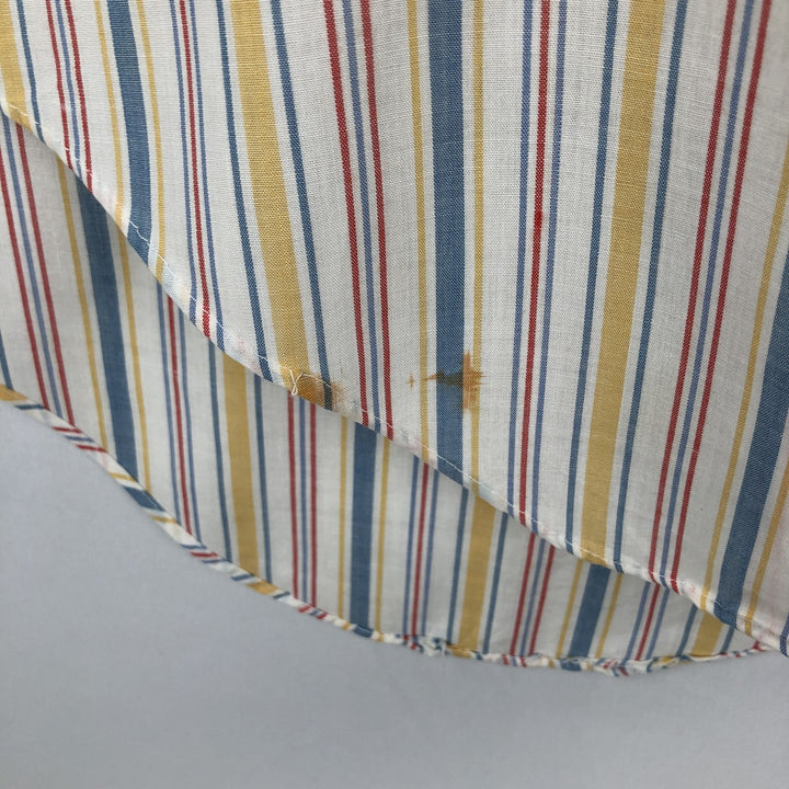 1970'S Kmart Multi-Stripe Short-Sleeve Poly-Cotton Shirt, Men's Size M (Equivalent), Vintage polyester white type Vintage Second Hand