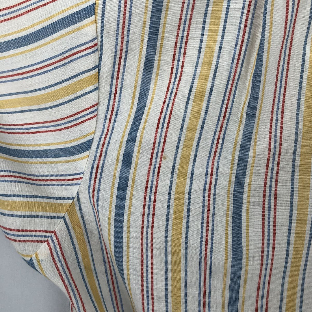 1970'S Kmart Multi-Stripe Short-Sleeve Poly-Cotton Shirt, Men's Size M (Equivalent), Vintage polyester white type Vintage Second Hand