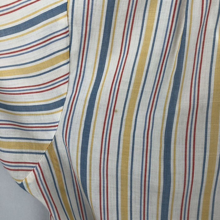 1970'S Kmart Multi-Stripe Short-Sleeve Poly-Cotton Shirt, Men's Size M (Equivalent), Vintage polyester white type Vintage Second Hand