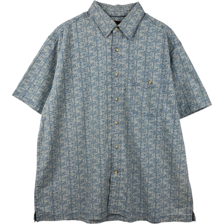 St. John's Bay all-over print short-sleeved cotton shirt, boxy fit, men's size XL. cotton blue type Vintage Second Hand