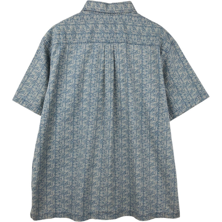 St. John's Bay all-over print short-sleeved cotton shirt, boxy fit, men's size XL. cotton blue type Vintage Second Hand