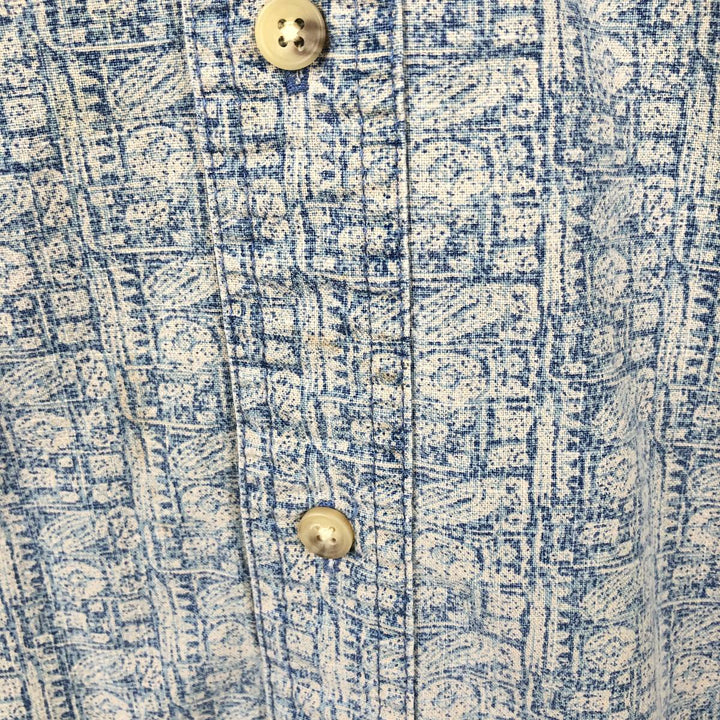 St. John's Bay all-over print short-sleeved cotton shirt, boxy fit, men's size XL. cotton blue type Vintage Second Hand