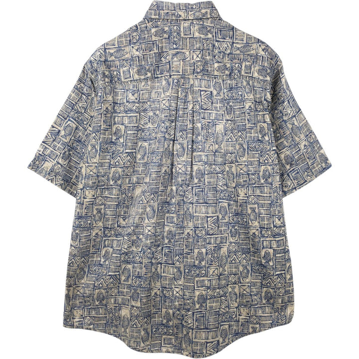 2000'S Woolrich all-over fish print short-sleeved button-down shirt, men's size M (approx.) cotton blue type Vintage Second Hand