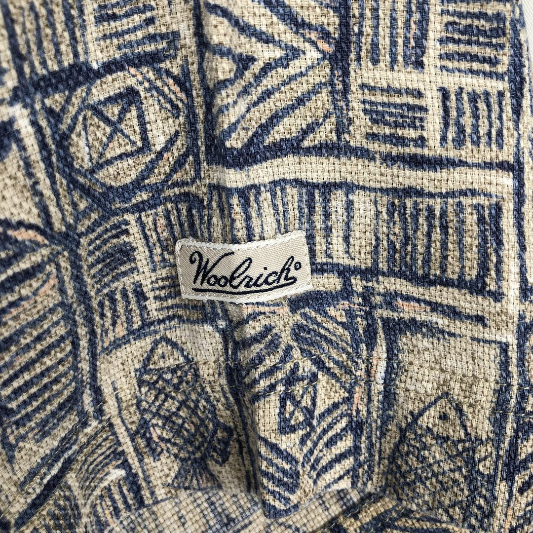 2000'S Woolrich all-over fish print short-sleeved button-down shirt, men's size M (approx.) cotton blue type Vintage Second Hand
