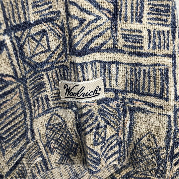 2000'S Woolrich all-over fish print short-sleeved button-down shirt, men's size M (approx.) cotton blue type Vintage Second Hand