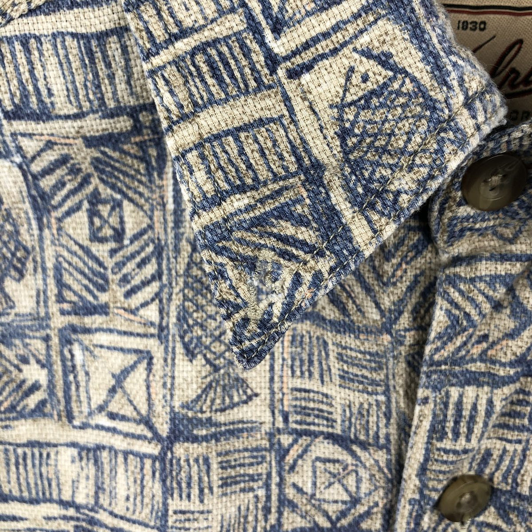 2000'S Woolrich all-over fish print short-sleeved button-down shirt, men's size M (approx.) cotton blue type Vintage Second Hand
