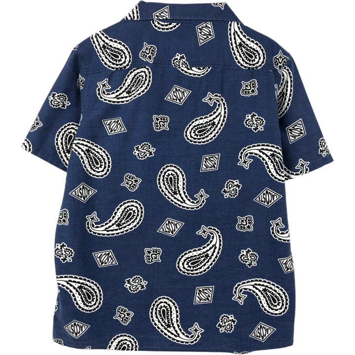 Lacoste LIVE all-over paisley pattern short-sleeved open-collar cotton x viscose shirt, boxy fit, men's size M. Viscose navy blue type Vintage Second Hand