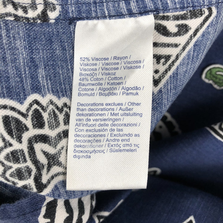 Lacoste LIVE all-over paisley pattern short-sleeved open-collar cotton x viscose shirt, boxy fit, men's size M. Viscose navy blue type Vintage Second Hand