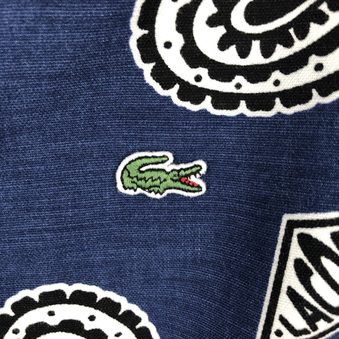 Lacoste LIVE all-over paisley pattern short-sleeved open-collar cotton x viscose shirt, boxy fit, men's size M. Viscose navy blue type Vintage Second Hand