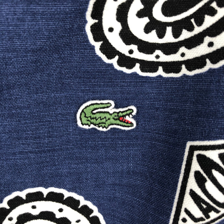Lacoste LIVE all-over paisley pattern short-sleeved open-collar cotton x viscose shirt, boxy fit, men's size M. Viscose navy blue type Vintage Second Hand