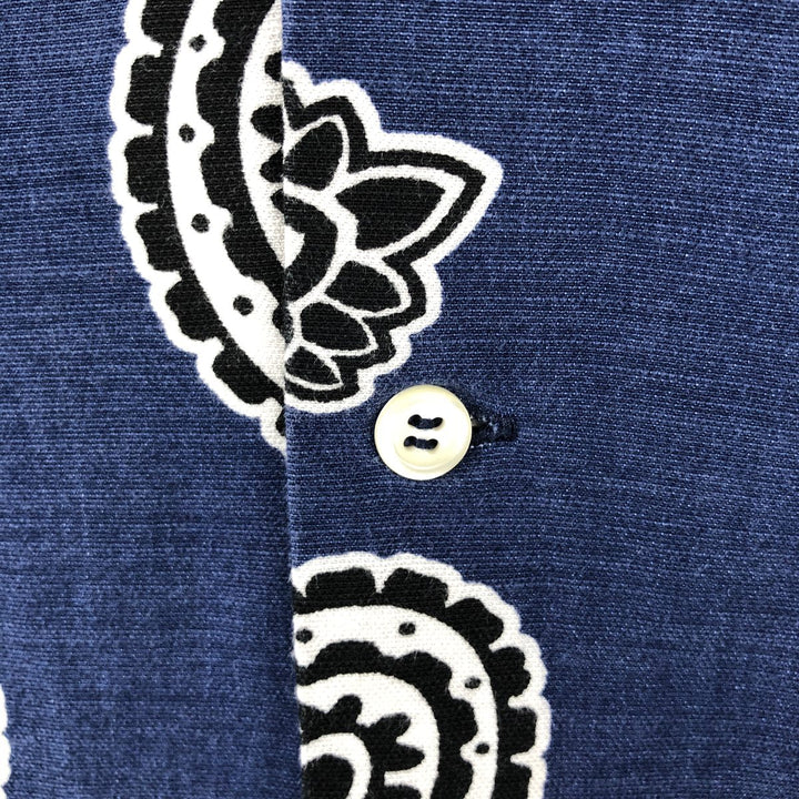Lacoste LIVE all-over paisley pattern short-sleeved open-collar cotton x viscose shirt, boxy fit, men's size M. Viscose navy blue type Vintage Second Hand