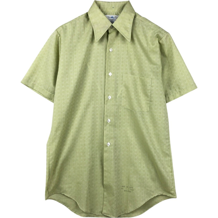 1970'S Town Craft Penny's all-over print short-sleeved poly-cotton shirt, men's size M equivalent, vintage. polyester green type yellow green Vintage Second Hand