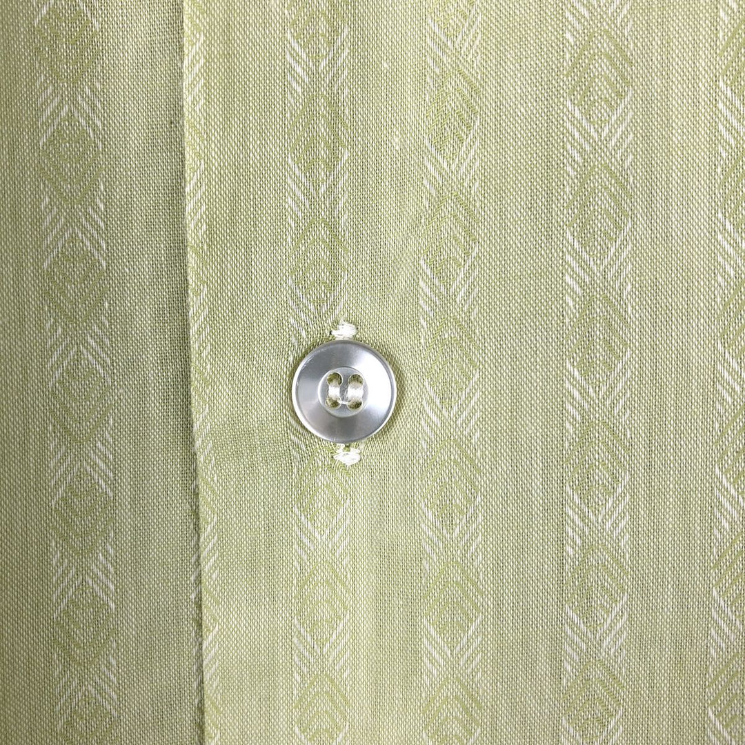 1970'S Town Craft Penny's all-over print short-sleeved poly-cotton shirt, men's size M equivalent, vintage. polyester green type yellow green Vintage Second Hand