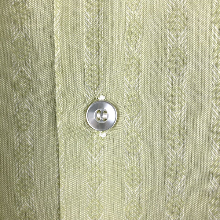 1970'S Town Craft Penny's all-over print short-sleeved poly-cotton shirt, men's size M equivalent, vintage. polyester green type yellow green Vintage Second Hand
