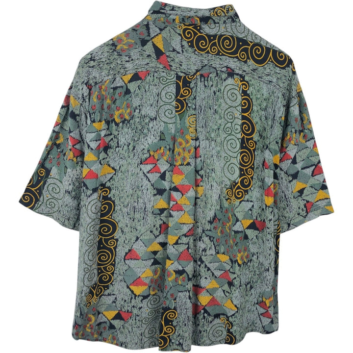 80s-90'S GOOUCH all-over print short-sleeved rayon shirt, men's size XL equivalent, vintage. Rayon Blue type light blue Vintage Second Hand