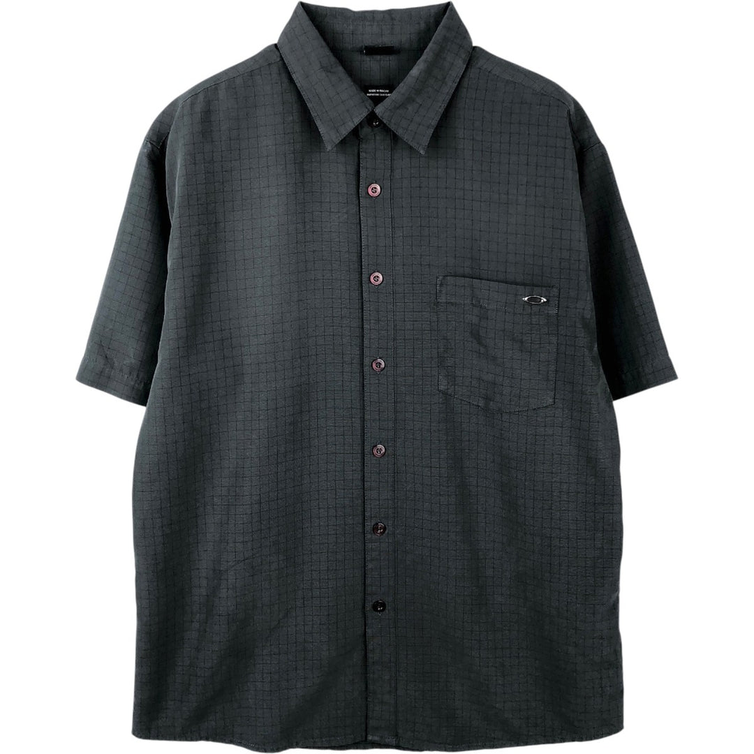 2000'S Oakley Check Pattern Short-Sleeve Rayon Shirt, Men's Size M (approx.) Rayon black type Vintage Second Hand