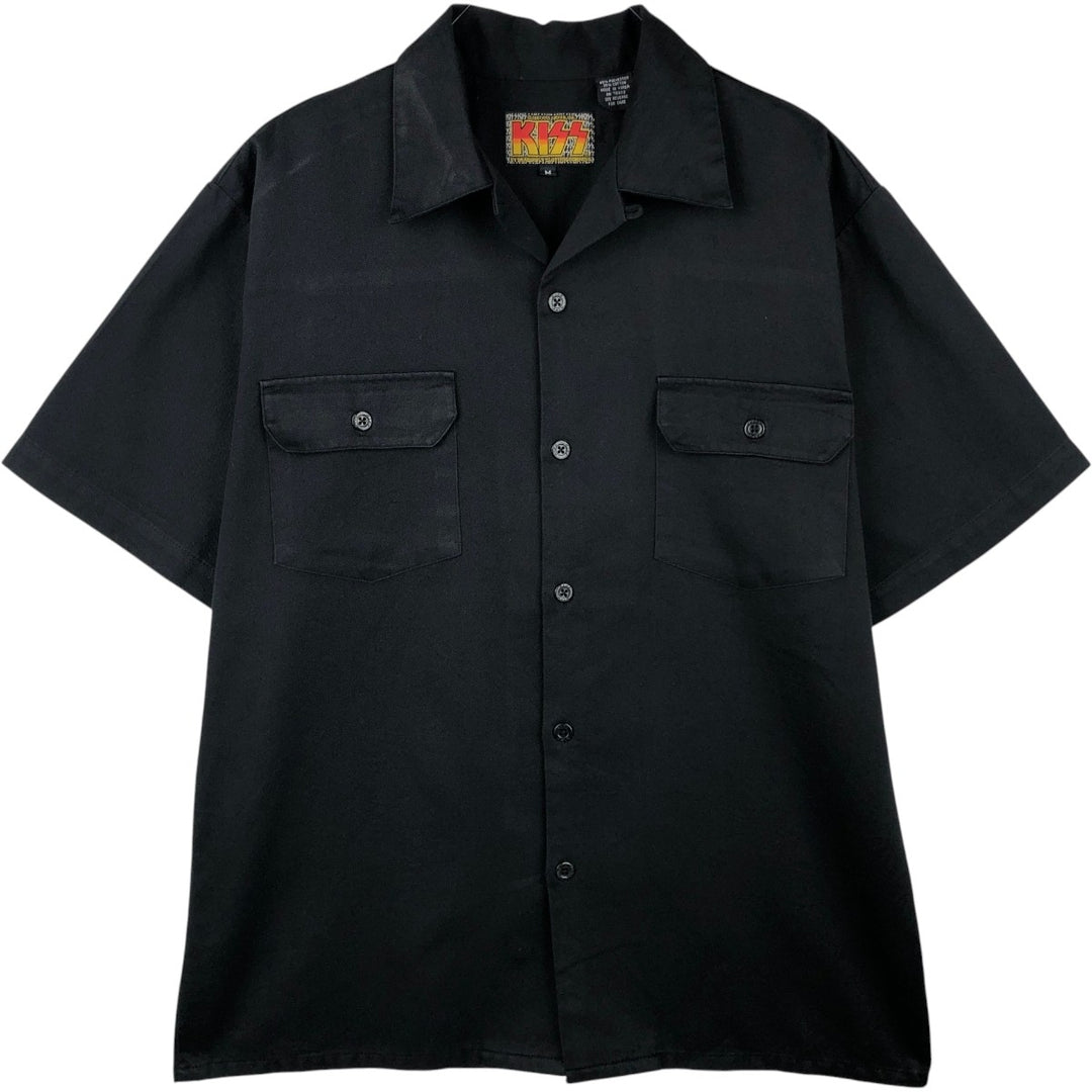2000'S DORAGONFRY CLOTHING COMPANY KISS Open Collar Short Sleeve Poly-Cotton Box Shirt Men's Size M (approx.) polyester black type Vintage Second Hand