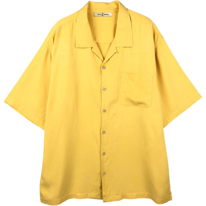 Tommy Bahama short sleeve open collar silk shirt, box shirt, men's XL size silk yellow type Vintage Second Hand