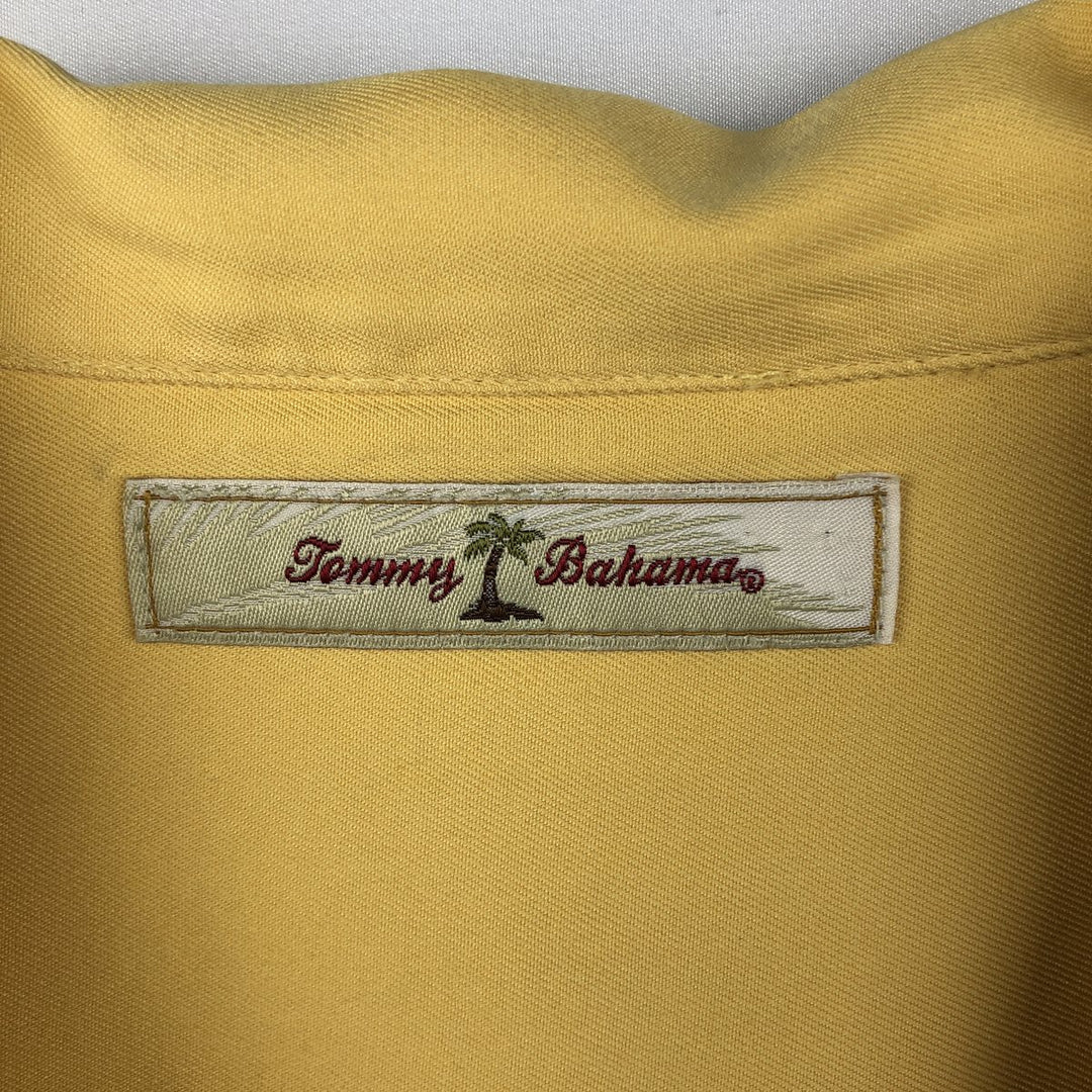 Tommy Bahama short sleeve open collar silk shirt, box shirt, men's XL size silk yellow type Vintage Second Hand