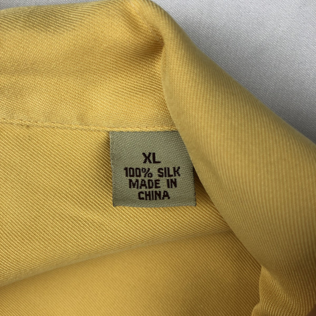 Tommy Bahama short sleeve open collar silk shirt, box shirt, men's XL size silk yellow type Vintage Second Hand