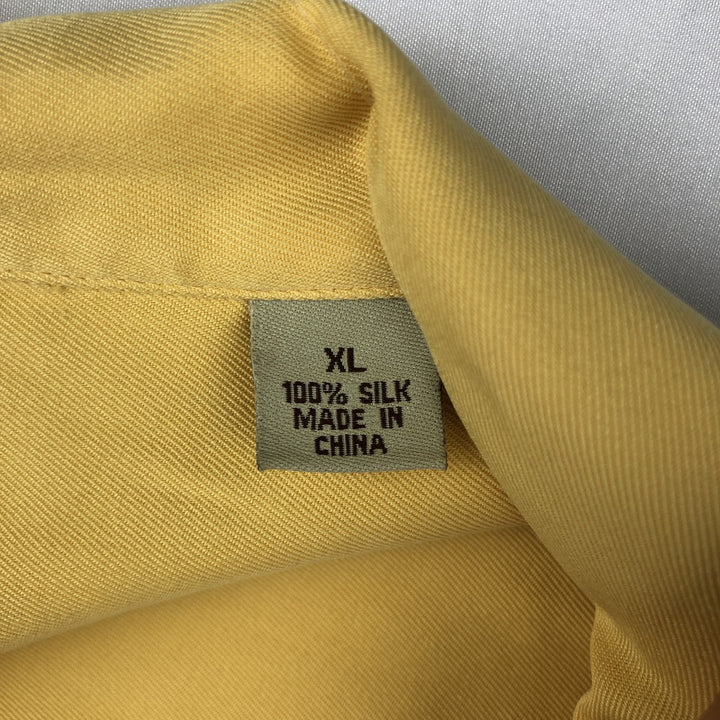 Tommy Bahama short sleeve open collar silk shirt, box shirt, men's XL size silk yellow type Vintage Second Hand